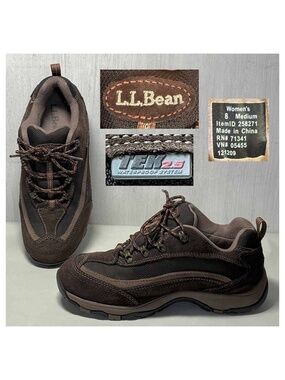 LL Bean Shoes Womens 8 Wide Brown TEK 2.5 Hiking Primaloft Waterproof Suede